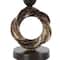 12.5" Brown Glass Wide Brushed Decorative Bowl with Textured Ring Base